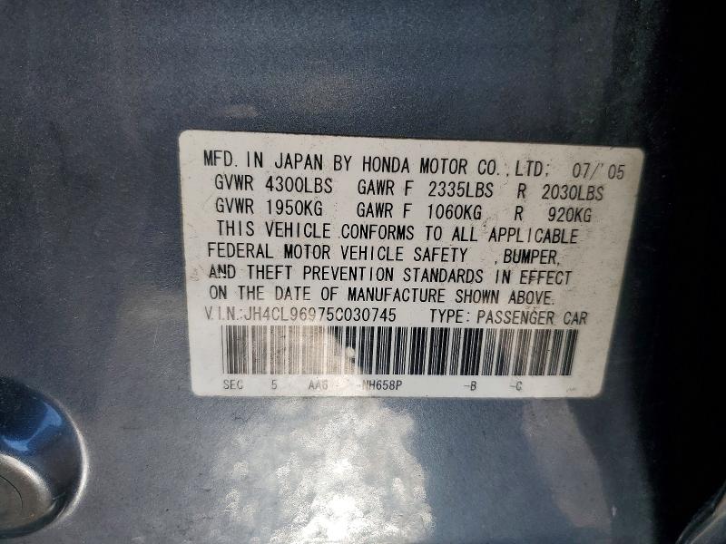 Продаж на аукціоні авто 2005 Acura Tsx, vin: JH4CL96975C030745, номер лоту: 52585236
