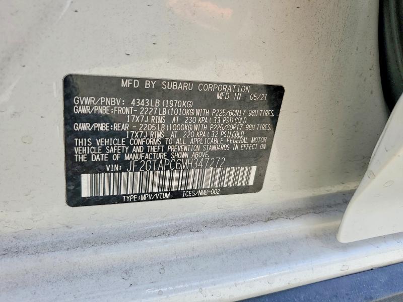 55549546 :رقم المزاد ، JF2GTAPC6MH347272 vin ، 2021 Subaru Crosstrek مزاد بيع