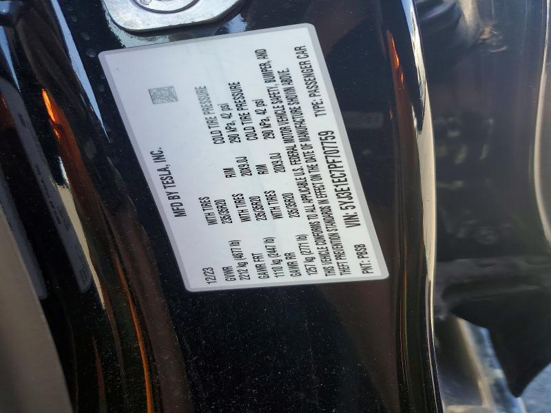 Продаж на аукціоні авто 2023 Tesla Model 3, vin: 5YJ3E1EC7PF707759, номер лоту: 53802066