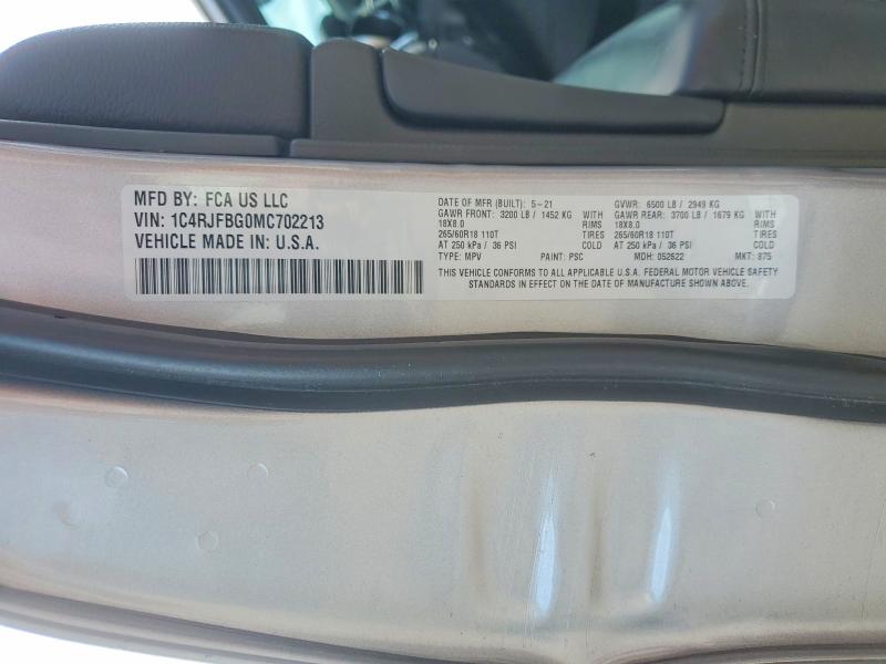 Продажа на аукционе авто 2021 Jeep Grand Cherokee, vin: 1C4RJFBG0MC702213, номер лота: 54447746