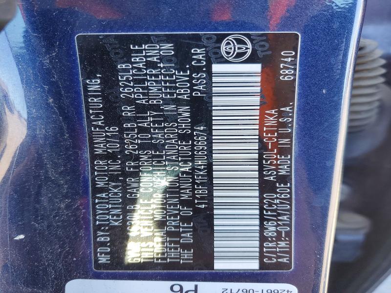 Aukcja sprzedaży 2017 Toyota Camry, vin: 4T1BF1FK4HU696674, numer aukcji: 51991866