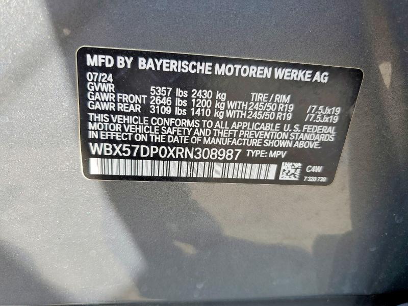 2024 Bmw X3 მანქანა იყიდება აუქციონზე, vin: WBX57DP0XRN308987, აუქციონის ნომერი: 54145696