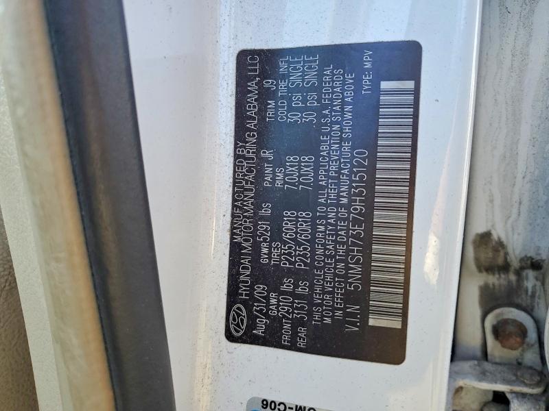 52994886 :رقم المزاد ، 5NMSH73E79H315120 vin ، 2009 Hyundai Santa Fe مزاد بيع