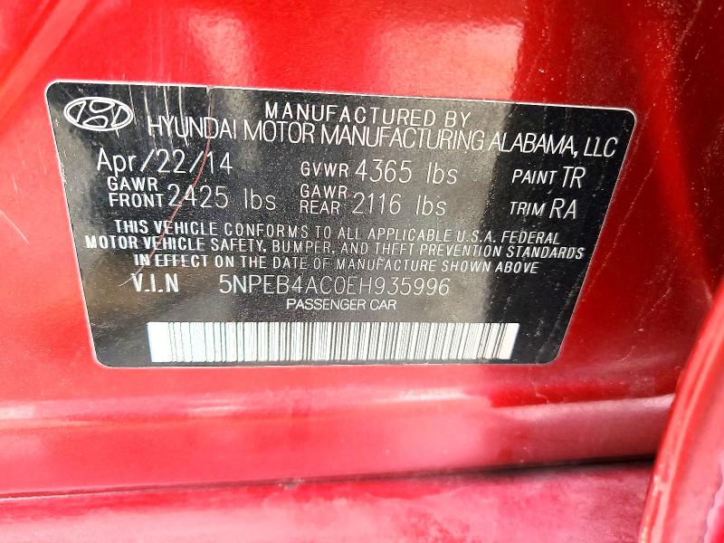 Aukcja sprzedaży 2014 Hyundai Sonata, vin: 5NPEB4AC0EH935996, numer aukcji: 53654596