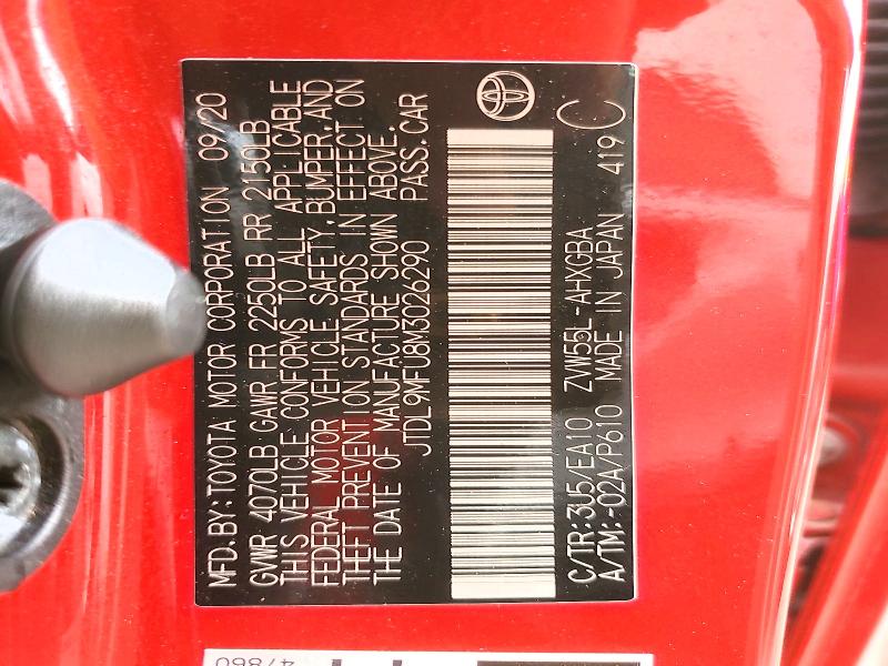 2021 Toyota Prius მანქანა იყიდება აუქციონზე, vin: JTDL9MFU8M3026290, აუქციონის ნომერი: 53945056