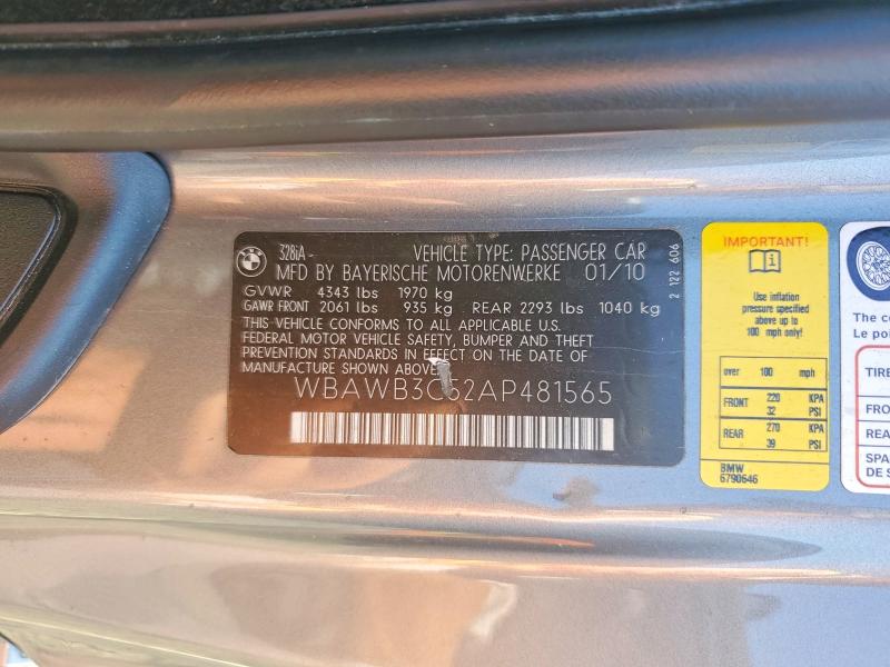 Продаж на аукціоні авто 2010 Bmw 328, vin: WBAWB3C52AP481565, номер лоту: 52096666