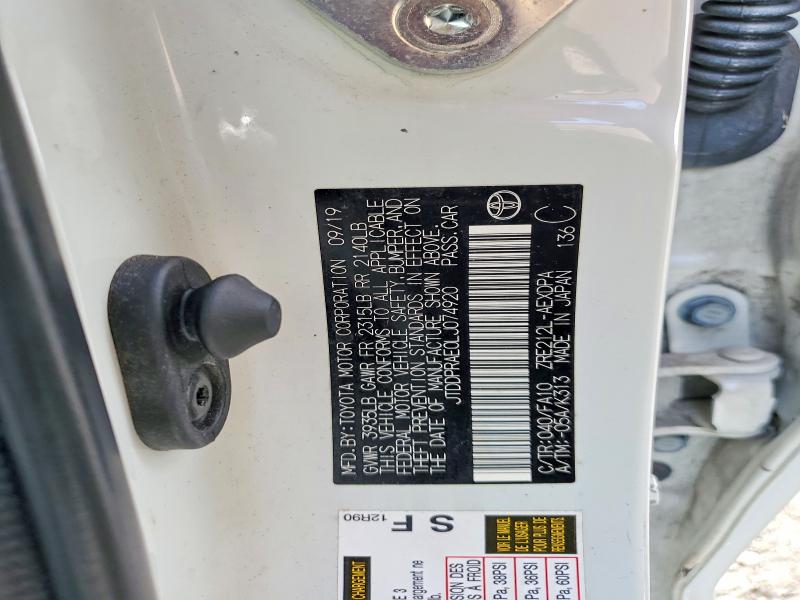 2020 Toyota Corolla მანქანა იყიდება აუქციონზე, vin: JTDDPRAE0LJ074920, აუქციონის ნომერი: 55685986