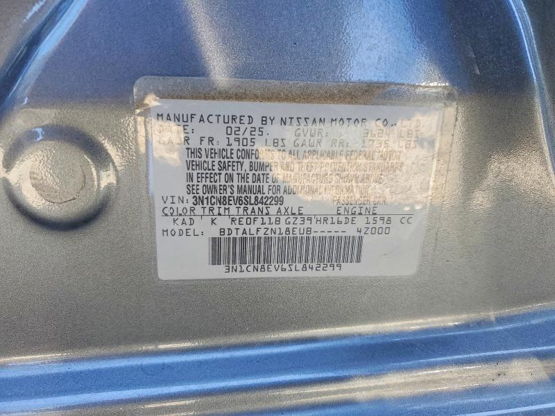 2025 Nissan Versa მანქანა იყიდება აუქციონზე, vin: 3N1CN8EV6SL842299, აუქციონის ნომერი: 55111496