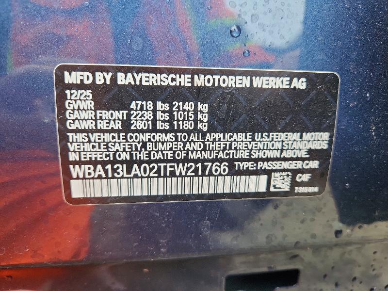 Aukcja sprzedaży 2026 Bmw 330i, vin: WBA13LA02TFW21766, numer aukcji: 54985656