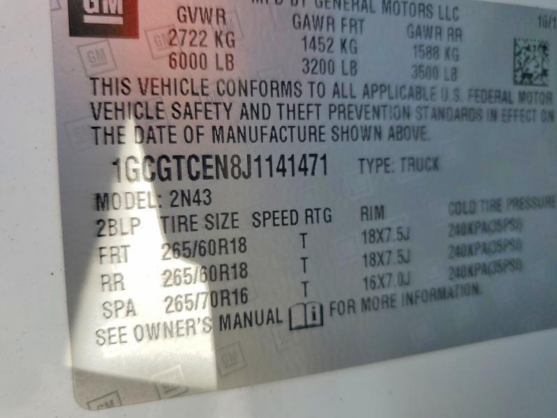 Продажа на аукционе авто 2018 Chevrolet Colorado, vin: 1GCGTCEN8J1141471, номер лота: 52947186