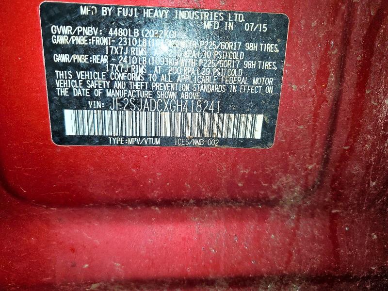 55044446 :رقم المزاد ، JF2SJADCXGH418241 vin ، 2016 Subaru Forester مزاد بيع