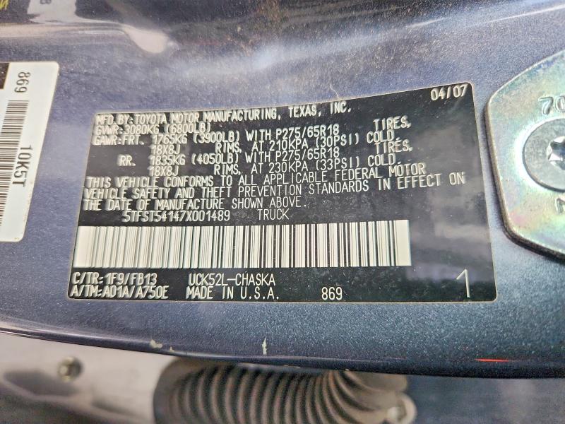 Aukcja sprzedaży 2007 Toyota Tundra, vin: 5TFST54147X001489, numer aukcji: 53452606