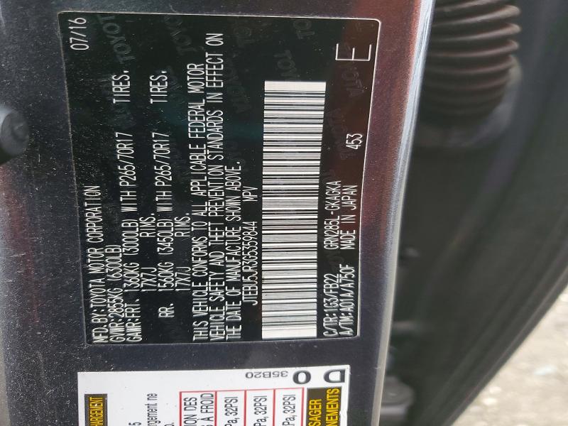 Продажа на аукционе авто 2016 Toyota 4runner, vin: JTEBU5JR3G5359844, номер лота: 54220686
