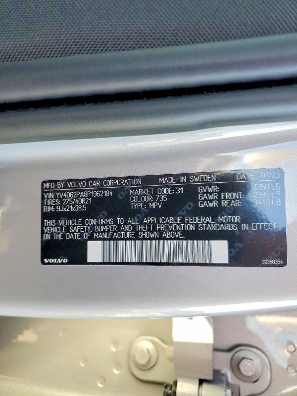 Aukcja sprzedaży 2023 Volvo Xc90, vin: YV4062PA8P1962184, numer aukcji: 52821176