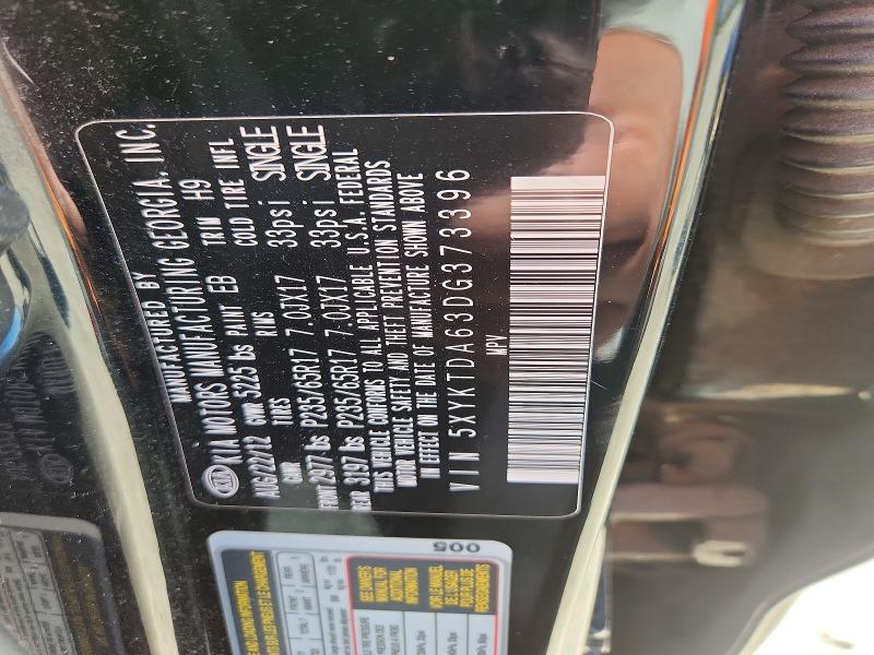 52518626 :رقم المزاد ، 5XYKTDA63DG373396 vin ، 2013 Kia Sorento مزاد بيع