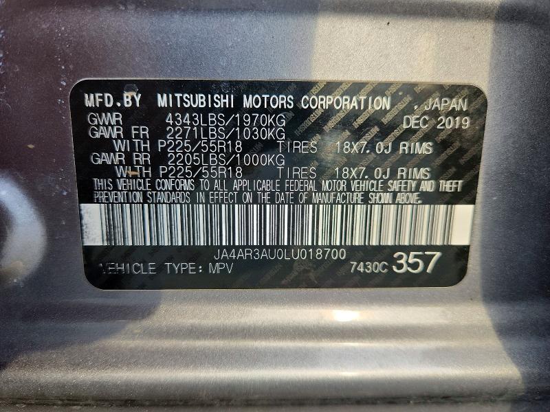 Продаж на аукціоні авто 2020 Mitsubishi Outlander Sport, vin: JA4AR3AU0LU018700, номер лоту: 53778456