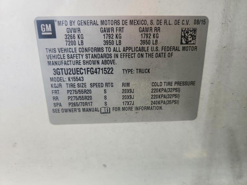 Продаж на аукціоні авто 2015 Gmc Sierra, vin: 3GTU2UEC1FG471522, номер лоту: 53308716