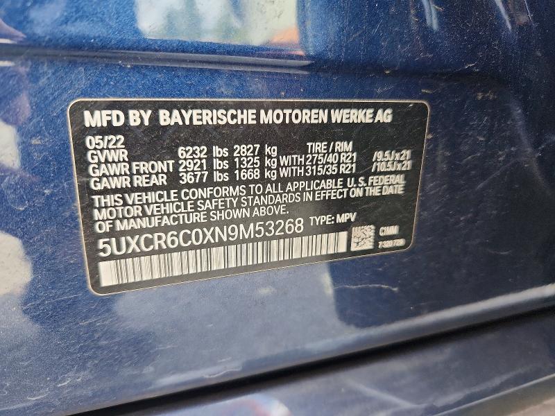 Продажа на аукционе авто 2022 Bmw X5, vin: 5UXCR6C0XN9M53268, номер лота: 54724126