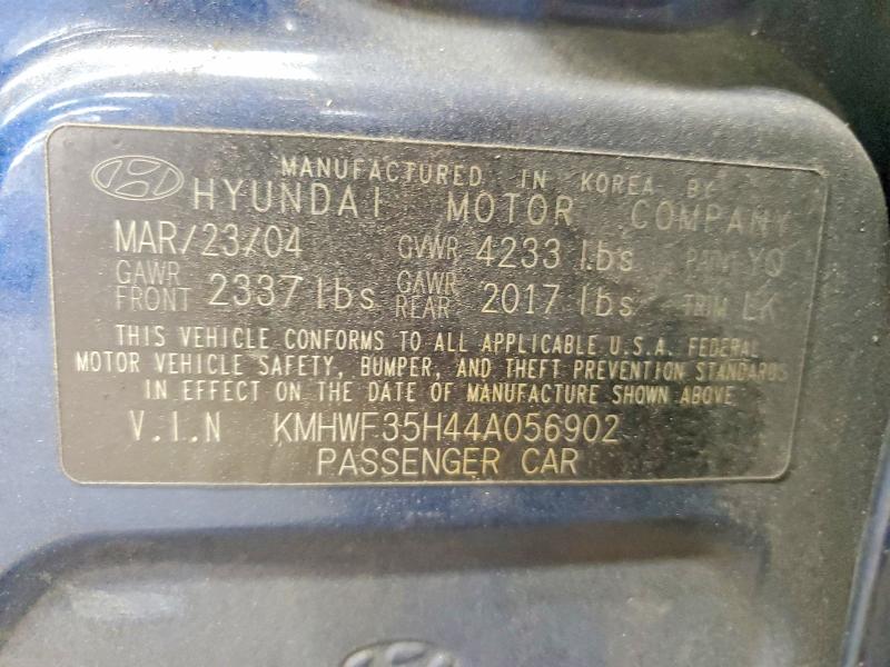 Aukcja sprzedaży 2004 Hyundai Sonata, vin: KMHWF35H44A056902, numer aukcji: 54232696
