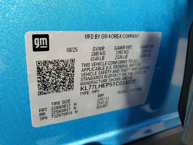 Aukcja sprzedaży 2026 Chevrolet Trax, vin: KL77LHEP5TC014339, numer aukcji: 54641956