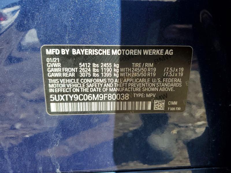 Продаж на аукціоні авто 2021 Bmw X3, vin: 5UXTY9C06M9F80038, номер лоту: 54758246