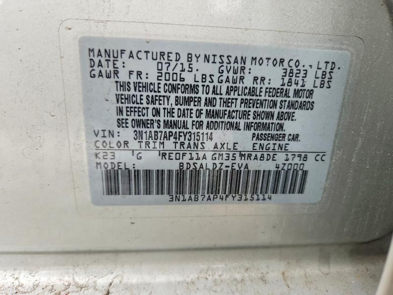 55244666 :رقم المزاد ، 3N1AB7AP4FY315114 vin ، 2015 Nissan Sentra مزاد بيع