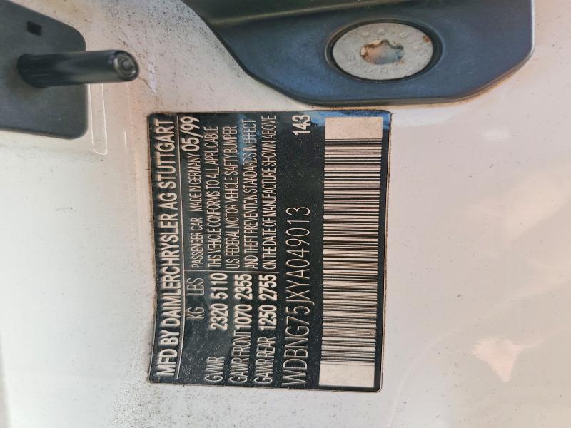 Aukcja sprzedaży 2000 Mercedes-benz S, vin: WDBNG75JXYA049013, numer aukcji: 54155846