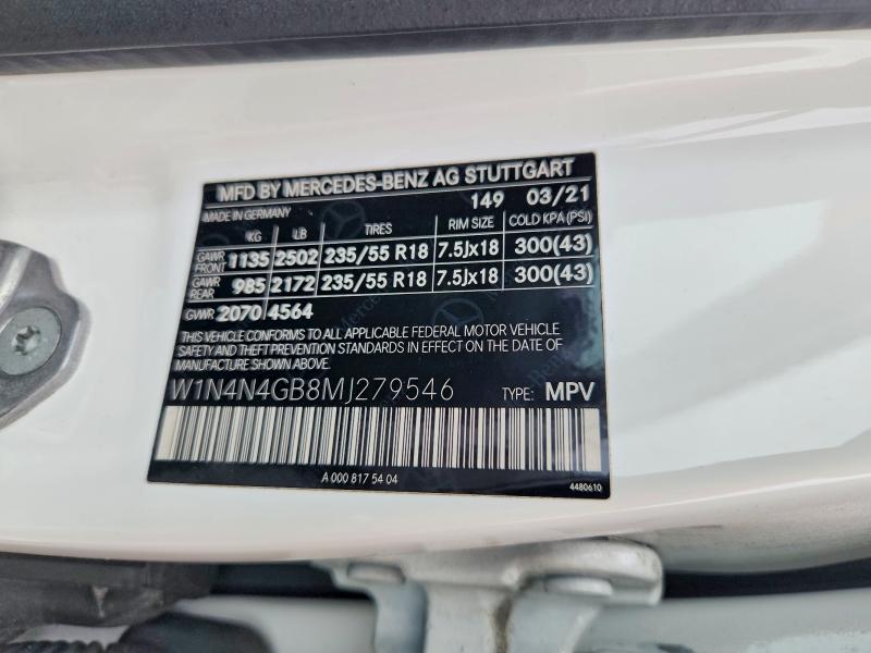 Продаж на аукціоні авто 2021 Mercedes-benz Gla, vin: W1N4N4GB8MJ279546, номер лоту: 54001306