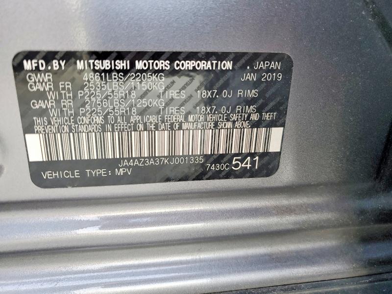 54812606 :رقم المزاد ، JA4AZ3A37KJ001335 vin ، 2019 Mitsubishi Outlander مزاد بيع