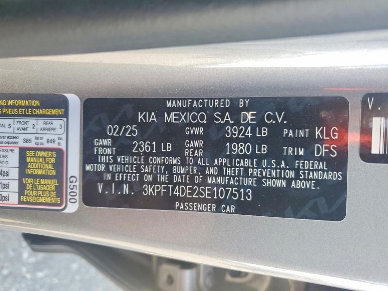 Продаж на аукціоні авто 2025 Kia K4, vin: 3KPFT4DE2SE107513, номер лоту: 52362516