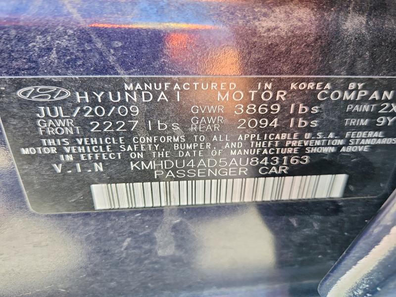 Aukcja sprzedaży 2010 Hyundai Elantra, vin: KMHDU4AD5AU843163, numer aukcji: 55841526