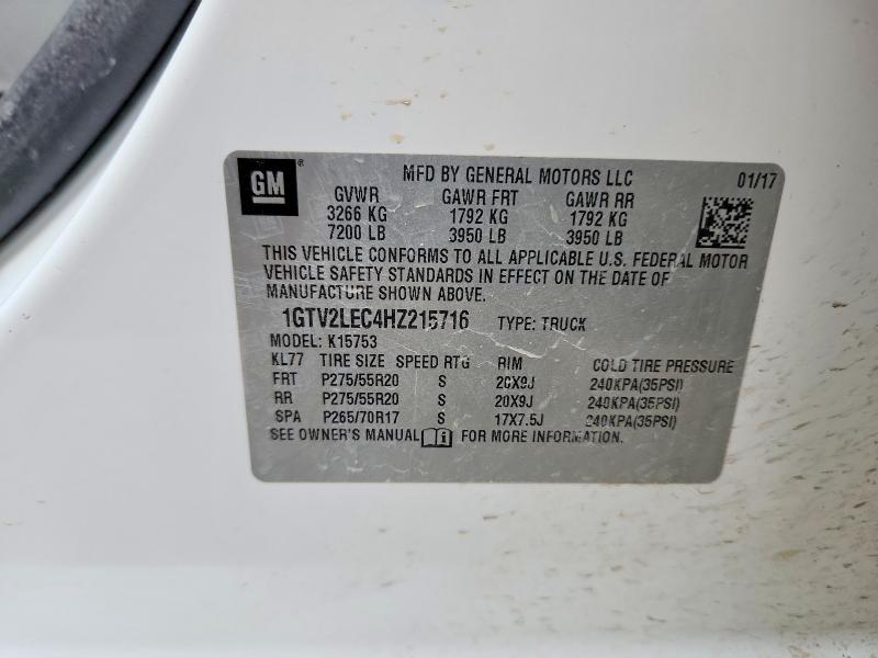 Продажа на аукционе авто 2017 Gmc Sierra, vin: 1GTV2LEC4HZ215716, номер лота: 54149696