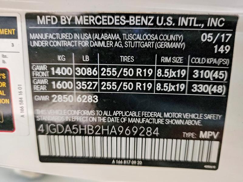 Продаж на аукціоні авто 2017 Mercedes-benz Gle, vin: 4JGDA5HB2HA969284, номер лоту: 52130056
