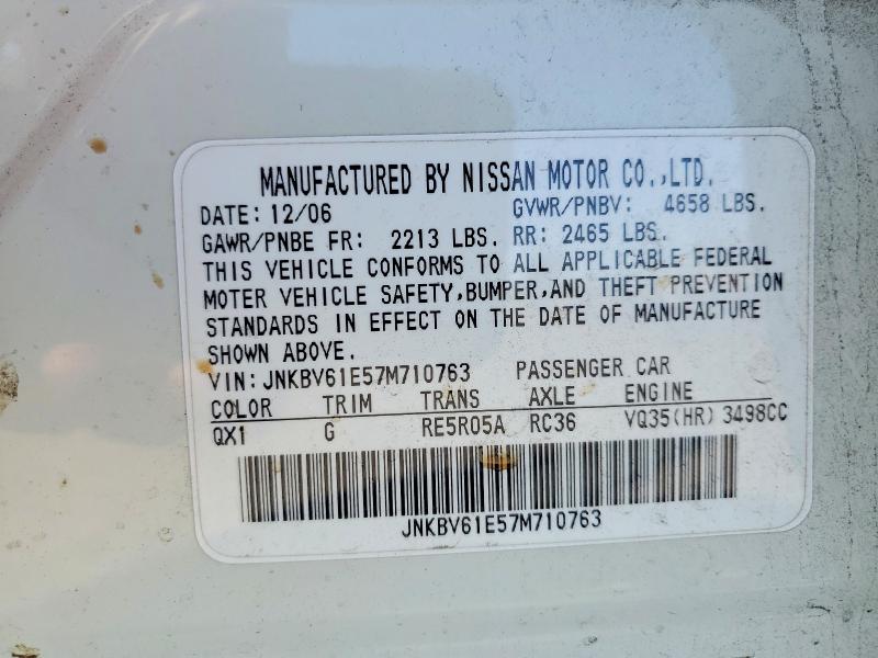 Продаж на аукціоні авто 2007 Infiniti G35, vin: JNKBV61E57M710763, номер лоту: 54890826