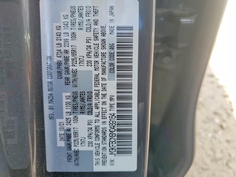 Aukcja sprzedaży 2021 Mazda Cx-5, vin: JM3KFBCM8M0489164, numer aukcji: 52290156