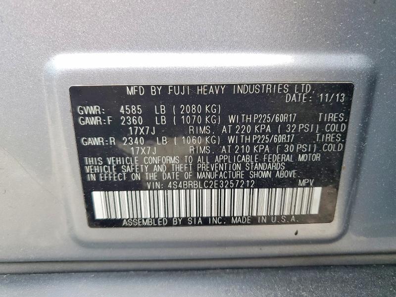 Продаж на аукціоні авто 2014 Subaru Outback, vin: 4S4BRBLC2E3257212, номер лоту: 53346796