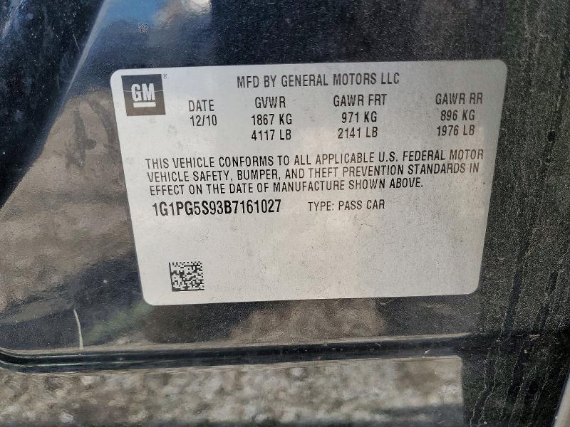 52365096 :رقم المزاد ، 1G1PG5S93B7161027 vin ، 2011 Chevrolet Cruze مزاد بيع