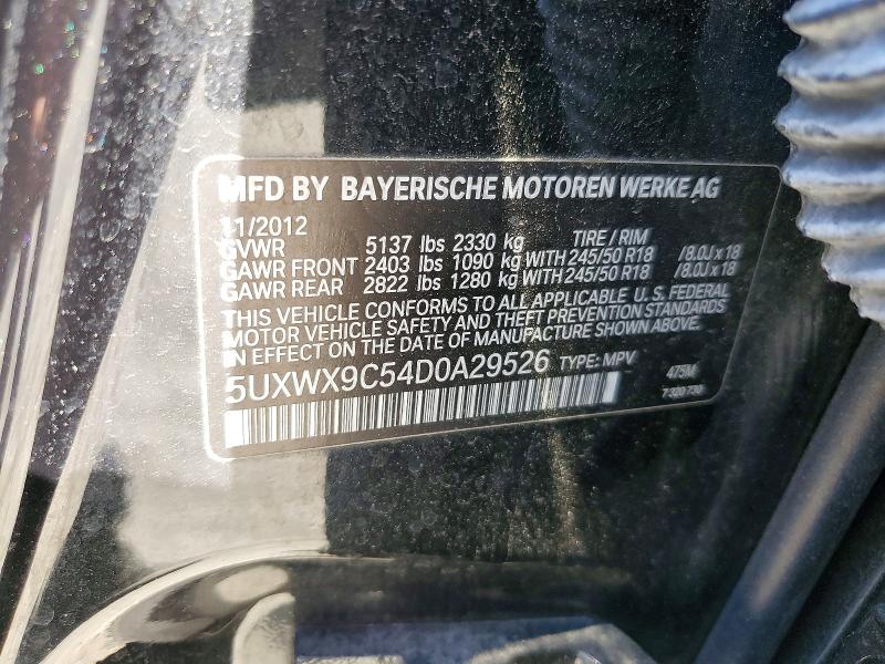 2013 Bmw X3 მანქანა იყიდება აუქციონზე, vin: 5UXWX9C54D0A29526, აუქციონის ნომერი: 55191766