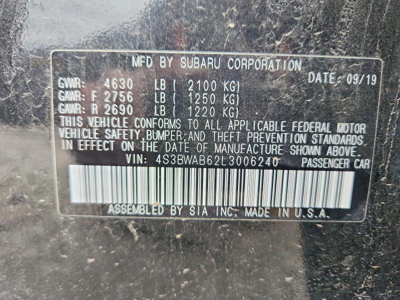 Продажа на аукционе авто 2020 Subaru Legacy, vin: 4S3BWAB62L3006240, номер лота: 51888586