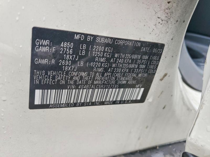 2024 Subaru Outback მანქანა იყიდება აუქციონზე, vin: 4S4BTALC5R3107595, აუქციონის ნომერი: 55236716