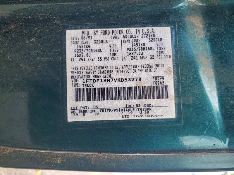55145116 :رقم المزاد ، 1FTDF18W7VKD53278 vin ، 1997 Ford F150 مزاد بيع