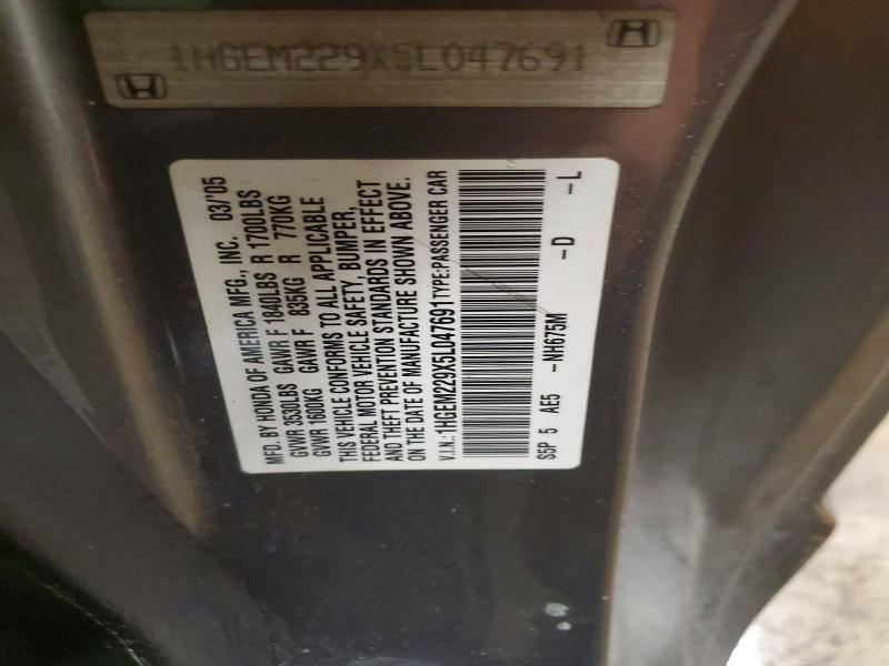 Aukcja sprzedaży 2005 Honda Civic, vin: 1HGEM229X5L047691, numer aukcji: 53095736