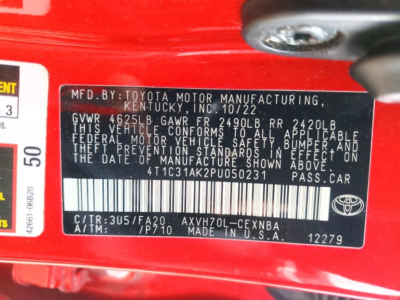 52252416 :رقم المزاد ، 4T1C31AK2PU050231 vin ، 2023 Toyota Camry مزاد بيع