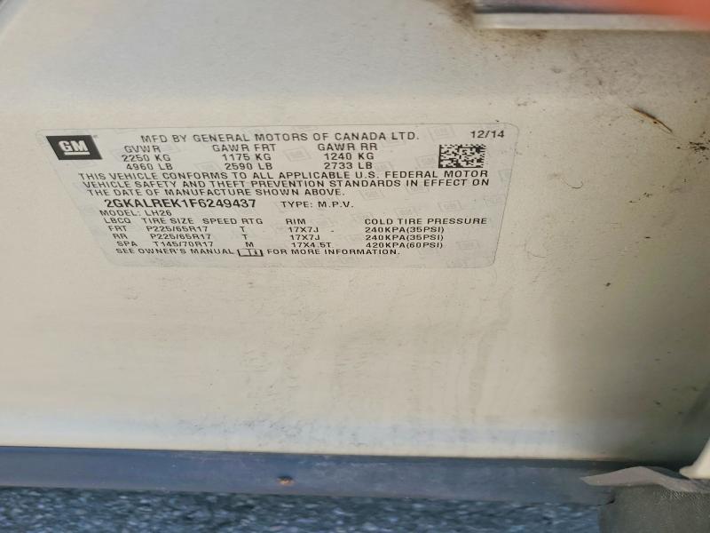 Aukcja sprzedaży 2015 Gmc Terrain, vin: 2GKALREK1F6249437, numer aukcji: 55213156
