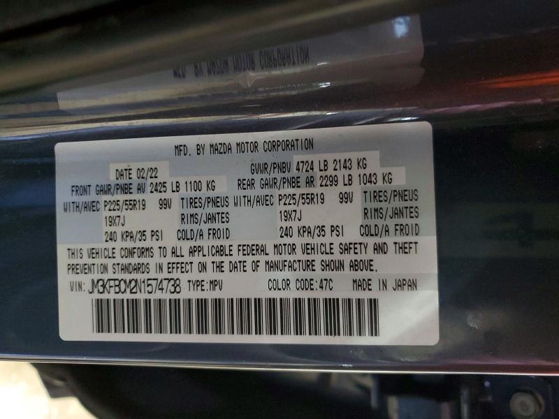 53743606 :رقم المزاد ، JM3KFBCM2N1574738 vin ، 2022 Mazda Cx-5 مزاد بيع