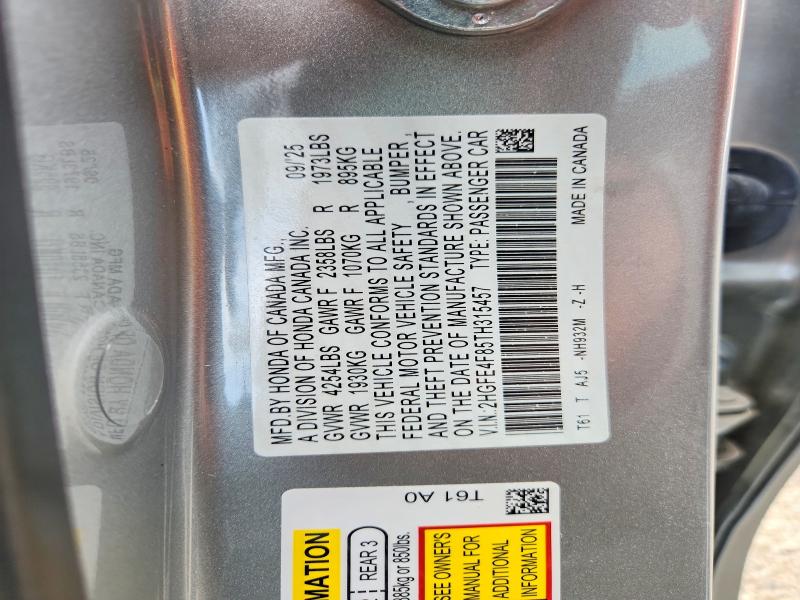 Продаж на аукціоні авто 2026 Honda Civic, vin: 2HGFE4F85TH315457, номер лоту: 55121726