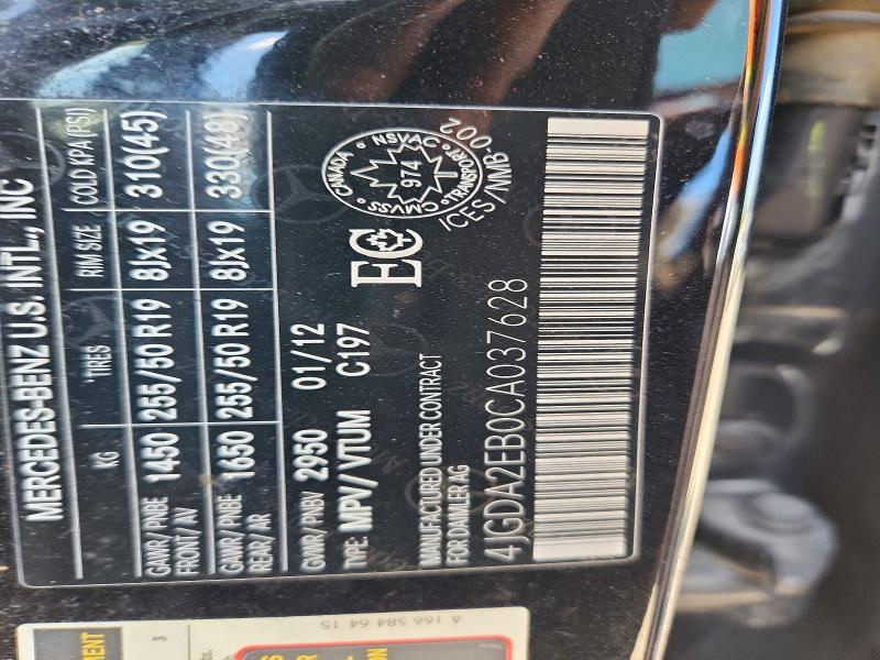 Продажа на аукционе авто 2012 Mercedes-benz Ml, vin: 4JGDA2EB0CA037628, номер лота: 55063116