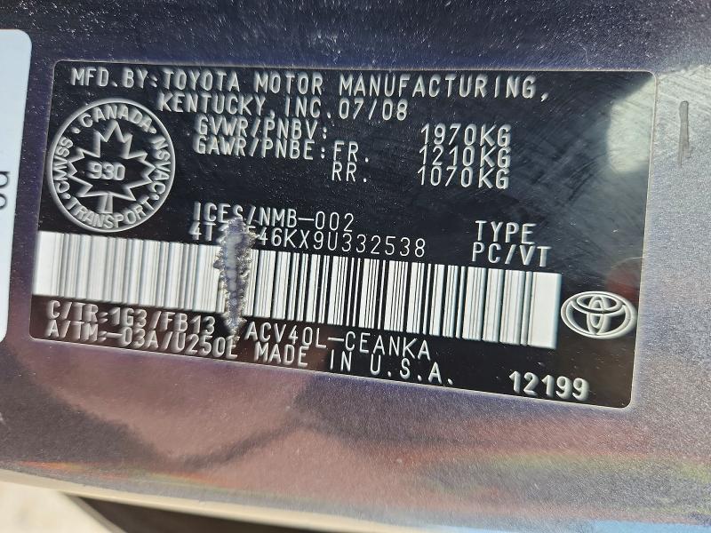 Продаж на аукціоні авто 2009 Toyota Camry, vin: 4T1BE46KX9U332538, номер лоту: 54811966