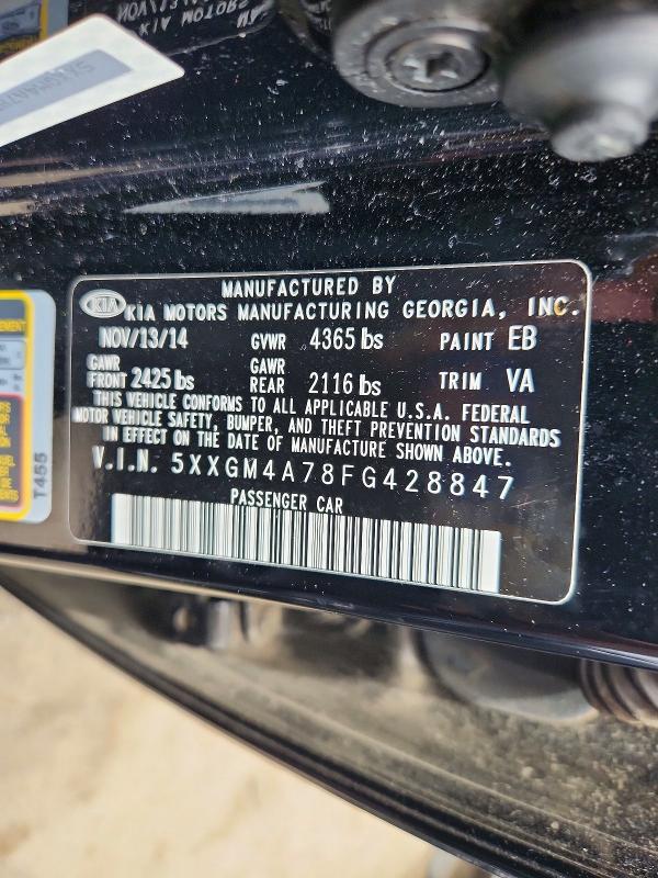 Aukcja sprzedaży 2015 Kia Optima, vin: 5XXGM4A78FG428847, numer aukcji: 55111146