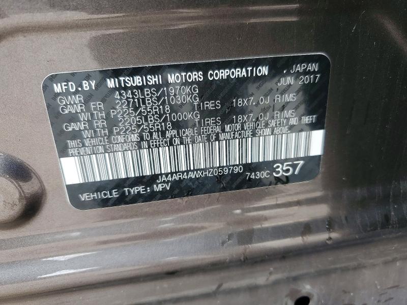 51556736 :رقم المزاد ، JA4AR4AWXHZ059790 vin ، 2017 Mitsubishi Outlander Sport مزاد بيع